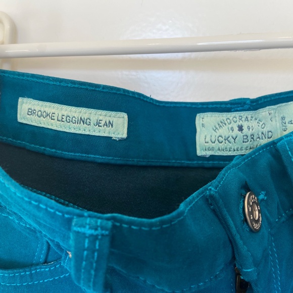 Lucky brand Brooke leggings velvet pant teal size 6/28 - Picture 3 of 11